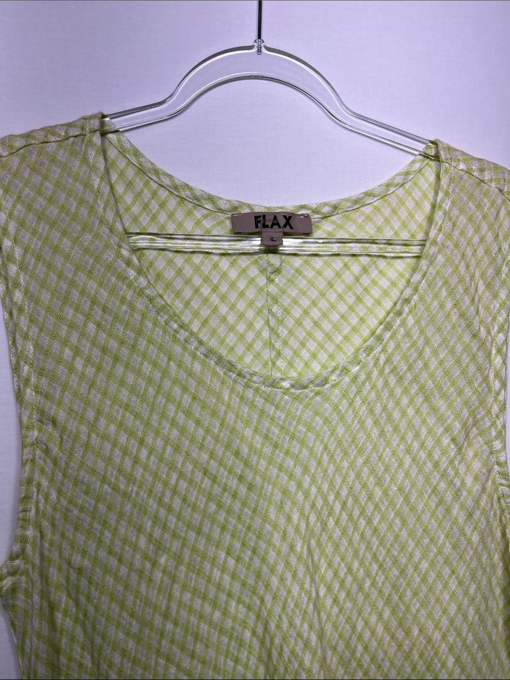FLAX Light Green Sleeveless V-Neck Tunic Top - Picture 4 of 10